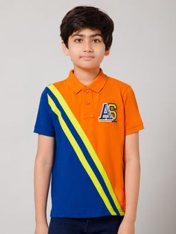 Alan Jones - Multi-Color Cotton Blend Colorblock Polo T-Shirt