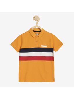Alan Jones - Mustard Cotton Blend Colorblock Polo T-Shirt