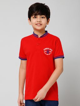 Alan Jones - Red Cotton Blend Embroidered Polo T-Shirt