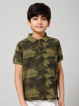 Alan Jones - Green Cotton Blend Camouflage Polo T-Shirt