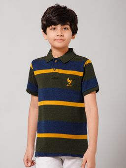 Alan Jones - Multi-Color Cotton Blend Stripes Polo T-Shirt