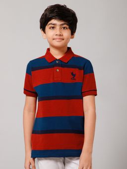Alan Jones - Multi-Color Cotton Blend Stripes Polo T-Shirt