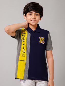 Alan Jones - Multi-Color Cotton Blend Colorblock Polo T-Shirt