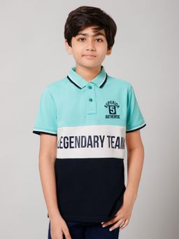 Alan Jones - Multi-Color Cotton Blend Colorblock Polo T-Shirt