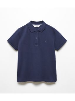 Alan Jones - Navy Blue Cotton Blend Solid Polo T-Shirt