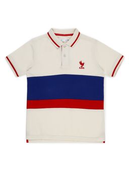 Alan Jones - Off White Cotton Blend Colorblock Polo T-Shirt
