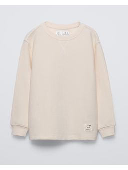 Alan Jones - Beige Cotton Blend Solid Sweatshirt