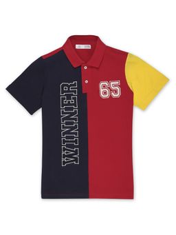 Alan Jones - Multi-Color Cotton Blend Colorblock Polo T-Shirt