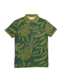 Alan Jones - Green Cotton Blend Graphic Polo T-Shirt