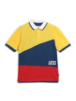 Alan Jones - Multi-Color Cotton Blend Colorblock Polo T-Shirt