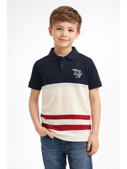 Alan Jones - Multi-Color Cotton Blend Colorblock Polo T-Shirt