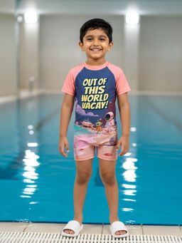 KiddoPanti - Multi-Color Polyester Blend Graphic Swimsuit
