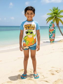 KiddoPanti - Multi-Color Polyester Blend Graphic Swimsuit