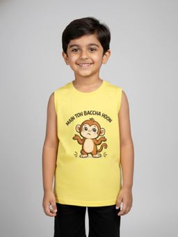 KiddoPanti - Yellow Cotton Graphic T-Shirt