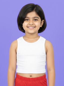 KiddoPanti - White Cotton Blend Solid T-Shirt