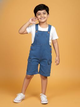 KiddoPanti - Blue Denim Solid Dungaree