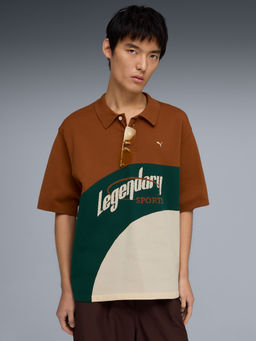 Puma - Brown NOW Relaxed Colourblock Polo T-shirt