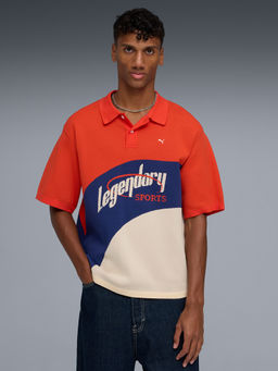 Puma - Red NOW Relaxed Colourblock Polo T-shirt