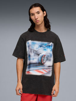 Puma - Black Formula 1 Relaxed Fit Tyre Print T-shirt