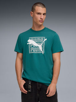 Puma - Green HOUSE OF GRAPHICS Wording Printed Cotton T-shirt