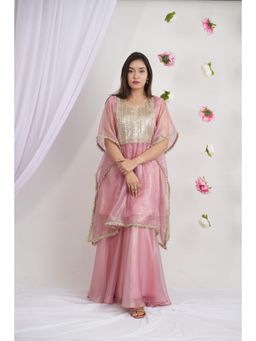 Wishishth - Womens Pink Kaftan with Sharara (Set of 2)