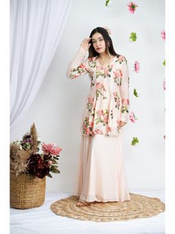 Wishishth - Womens Peach Kurti with Palazzo (Set of 2)