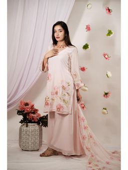 Wishishth - Womens Beige Kurta with Palazzo and Dupatta (Set of 3)