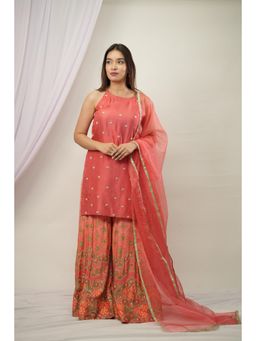 Wishishth - Womens Peach Kurta with Palazzo and Dupatta (Set of 3)