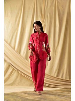 Wishishth - Womens Red Shirt with Pant (Set of 2)