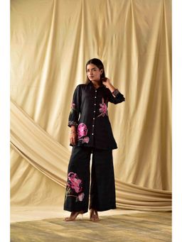 Wishishth - Womens Black Shirt with Palazzo (Set of 2)