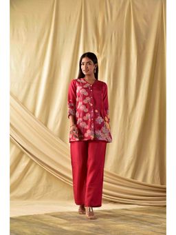 Wishishth - Womens Red Shirt with Pant (Set of 2)