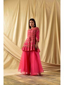 Wishishth - Womens Pink Kurti with Palazzo (Set of 2)