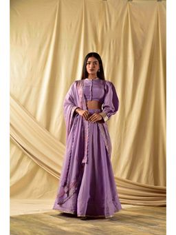 Wishishth - Womens Lavender Lehenga with Stitched Blouse and Dupatta (Set of 3)