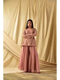 Wishishth - Womens Rose Gold Top with Palazzo (Set of 2)