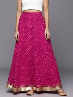 Varanga - Women Pink Bandhani Printed Skirt