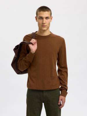 buy-selected-homme-brown-merino-wool-sweater-xs-online