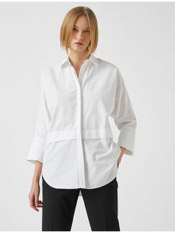 Koton - Cotton White Long Sleeve Shirt With Collar Neck
