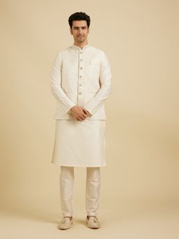 Manyavar - Cream Brocade Embroidery Jackets for Men