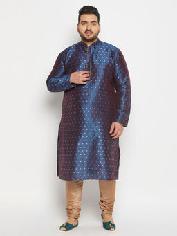 Vastramay - Mens Egyptian Blue Silk Blend Kurta Pyjama