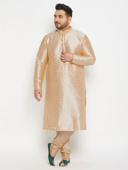 Vastramay - Mens Gold Silk Blend Kurta Pyjama