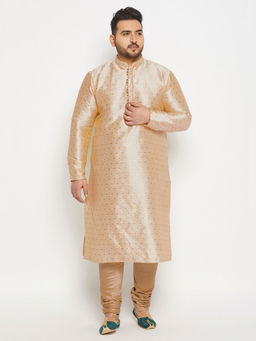Vastramay - Mens Gold Silk Blend Kurta Pyjama