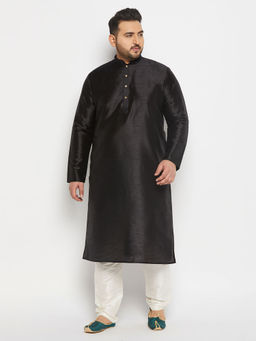 Vastramay - Mens Black Silk Blend Kurta Pyjama