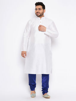 Vastramay - Mens White Silk Blend Kurta Pyjama