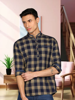 KUONS AVENUE - Men's Khaki Tailored Fit Casual Cotton Twill Kurta