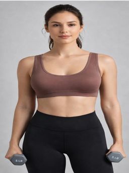 Mod & Shy - Women Brown Solid Sports Bra
