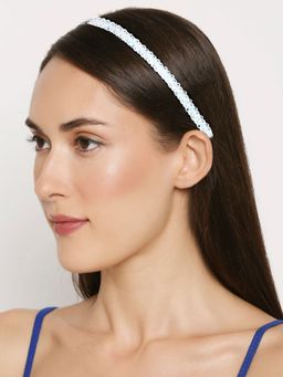OOMPH - Sea Blue Crystal Studded Fashion Party Thin Head Band