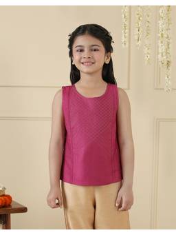 Fabindia - Purple Viscose Blend Stitchline Pop Stitch Top