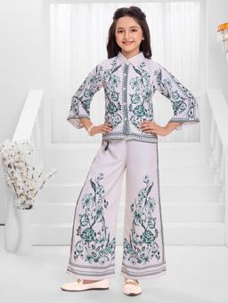 Mini Stitch - Cotton Woven Placement Botanical Print Co-Ord Set - White