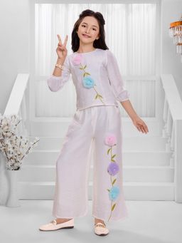 Mini Stitch - Cotton Placement Floral Embossed Embroidery Co-Ord Set