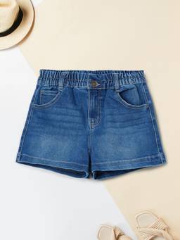 max - Girls Washed Denim Shorts - Blue